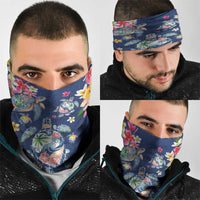 Hawaiian Turtles and Tropical Plants Neck Gaiter Blue Watercolor LT03 - Polynesian Pride
