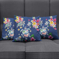 Hawaiian Turtles and Tropical Plants Pillow Cover Blue Watercolor LT03 - Polynesian Pride