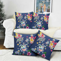 Hawaiian Turtles and Tropical Plants Pillow Cover Blue Watercolor LT03 - Polynesian Pride