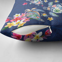 Hawaiian Turtles and Tropical Plants Pillow Cover Blue Watercolor LT03 - Polynesian Pride