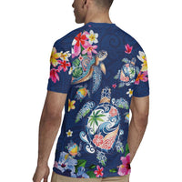 Hawaiian Turtles and Tropical Plants Rugby Jersey Blue Watercolor LT03 - Polynesian Pride