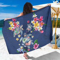 Hawaiian Turtles and Tropical Plants Sarong Blue Watercolor LT03 One Size 44 x 66 inches Blue - Polynesian Pride