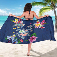 Hawaiian Turtles and Tropical Plants Sarong Blue Watercolor LT03 - Polynesian Pride