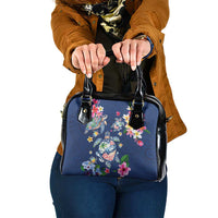Hawaiian Turtles and Tropical Plants Shoulder Handbag Blue Watercolor LT03 One Size Blue - Polynesian Pride