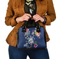 Hawaiian Turtles and Tropical Plants Shoulder Handbag Blue Watercolor LT03 - Polynesian Pride