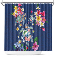 Hawaiian Turtles and Tropical Plants Shower Curtain Blue Watercolor LT03 Blue - Polynesian Pride
