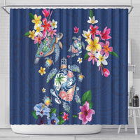 Hawaiian Turtles and Tropical Plants Shower Curtain Blue Watercolor LT03 - Polynesian Pride