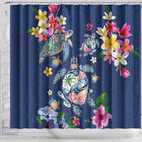 Hawaiian Turtles and Tropical Plants Shower Curtain Blue Watercolor LT03 - Polynesian Pride