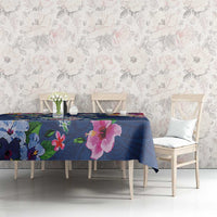 Hawaiian Turtles and Tropical Plants Tablecloth Blue Watercolor LT03 - Polynesian Pride