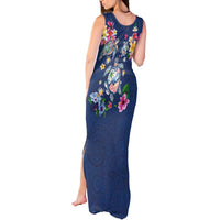 Hawaiian Turtles and Tropical Plants Tank Maxi Dress Blue Watercolor LT03 - Polynesian Pride