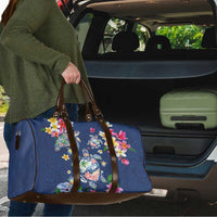 Hawaiian Turtles and Tropical Plants Travel Bag Blue Watercolor