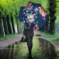 Hawaiian Turtles and Tropical Plants Umbrella Blue Watercolor LT03 - Polynesian Pride
