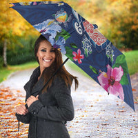 Hawaiian Turtles and Tropical Plants Umbrella Blue Watercolor LT03 - Polynesian Pride