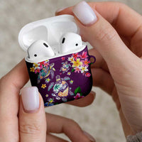 Hawaiian Turtles and Tropical Plants AirPods Case Purple Watercolor