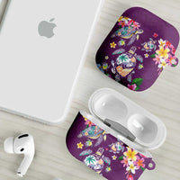 Hawaiian Turtles and Tropical Plants AirPods Case Purple Watercolor