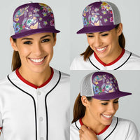 Hawaiian Turtles and Tropical Plants Baseball Net Cap Purple Watercolor LT03 - Polynesian Pride