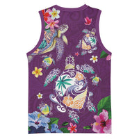 Hawaiian Turtles and Tropical Plants Basketball Jersey Purple Watercolor LT03 - Polynesian Pride