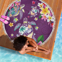 Hawaiian Turtles and Tropical Plants Beach Blanket Purple Watercolor LT03 - Polynesian Pride