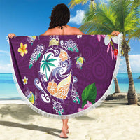 Hawaiian Turtles and Tropical Plants Beach Blanket Purple Watercolor LT03 - Polynesian Pride
