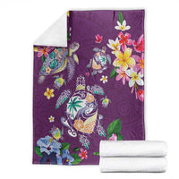 Hawaiian Turtles and Tropical Plants Blanket Purple Watercolor LT03 - Polynesian Pride