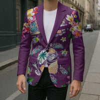 Hawaiian Turtles and Tropical Plants Blazer Purple Watercolor LT03 - Polynesian Pride