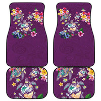 Hawaiian Turtles and Tropical Plants Car Mats Purple Watercolor LT03 - Polynesian Pride