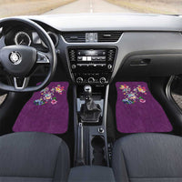 Hawaiian Turtles and Tropical Plants Car Mats Purple Watercolor LT03 Set 2pcs - Front Purple - Polynesian Pride
