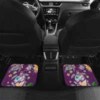 Hawaiian Turtles and Tropical Plants Car Mats Purple Watercolor LT03 Set 2pcs - Back Purple - Polynesian Pride