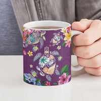 Hawaiian Turtles and Tropical Plants Ceramic Mug Purple Watercolor LT03 - Polynesian Pride
