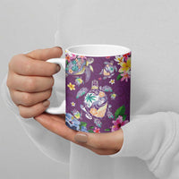 Hawaiian Turtles and Tropical Plants Ceramic Mug Purple Watercolor LT03 - Polynesian Pride