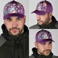 Hawaiian Turtles and Tropical Plants Classic Cap Purple Watercolor LT03 - Polynesian Pride