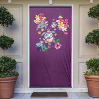 Hawaiian Turtles and Tropical Plants Door Cover Purple Watercolor LT03 Purple - Polynesian Pride