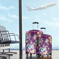 Hawaiian Turtles and Tropical Plants Luggage Cover Purple Watercolor LT03 - Polynesian Pride