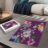Hawaiian Turtles and Tropical Plants Puzzle Purple Watercolor LT03 - Polynesian Pride