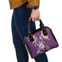 Hawaiian Turtles and Tropical Plants Shoulder Handbag Purple Watercolor LT03 - Polynesian Pride