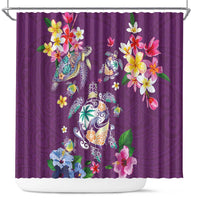 Hawaiian Turtles and Tropical Plants Shower Curtain Purple Watercolor LT03 Purple - Polynesian Pride