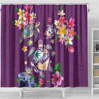 Hawaiian Turtles and Tropical Plants Shower Curtain Purple Watercolor LT03 - Polynesian Pride