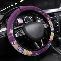 Hawaiian Turtles and Tropical Plants Steering Wheel Cover Purple Watercolor LT03 Universal Fit Purple - Polynesian Pride
