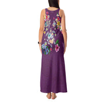 Hawaiian Turtles and Tropical Plants Tank Maxi Dress Purple Watercolor LT03 - Polynesian Pride