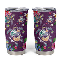 Hawaiian Turtles and Tropical Plants Tumbler Cup Purple Watercolor LT03 Purple - Polynesian Pride