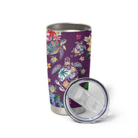 Hawaiian Turtles and Tropical Plants Tumbler Cup Purple Watercolor LT03 - Polynesian Pride