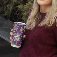 Hawaiian Turtles and Tropical Plants Tumbler Cup Purple Watercolor LT03 - Polynesian Pride