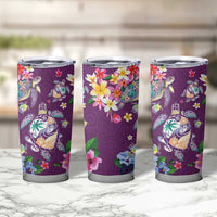 Hawaiian Turtles and Tropical Plants Tumbler Cup Purple Watercolor LT03 - Polynesian Pride