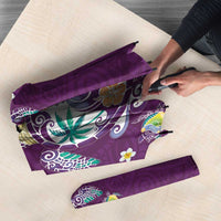 Hawaiian Turtles and Tropical Plants Umbrella Purple Watercolor