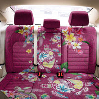 Hawaiian Turtles and Tropical Plants Back Car Seat Cover Pink Watercolor