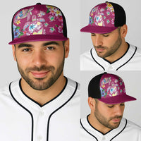 Hawaiian Turtles and Tropical Plants Baseball Net Cap Pink Watercolor LT03 - Polynesian Pride