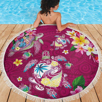 Hawaiian Turtles and Tropical Plants Beach Blanket Pink Watercolor LT03 - Polynesian Pride
