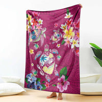 Hawaiian Turtles and Tropical Plants Blanket Pink Watercolor LT03 - Polynesian Pride