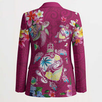 Hawaiian Turtles and Tropical Plants Blazer Pink Watercolor LT03 - Polynesian Pride