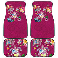 Hawaiian Turtles and Tropical Plants Car Mats Pink Watercolor LT03 - Polynesian Pride